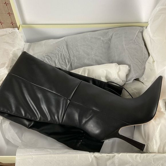 Good American “Carla” Over The Knee Black Boots Ultra High Spool Heel Sz 10 - Picture 4 of 6